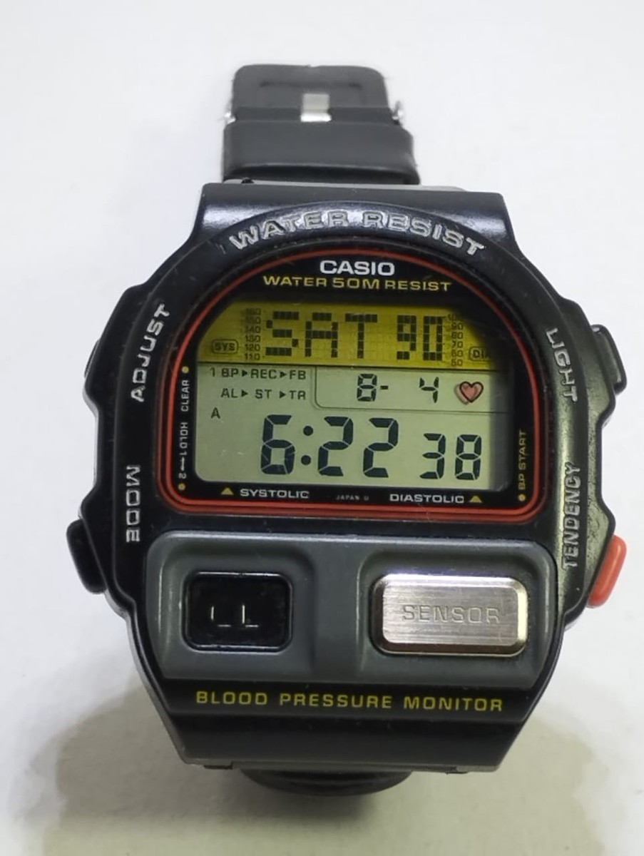 (最終値下げ)(希少)90s CASIO bp-100 血圧ウォッチャー Casio BP-100 40 mm Black Resin Men's Wristwatch for sale