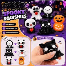 Random 1pc Halloween Cute Squishy Squeezed Toy, Ghost Bat Pumpkin Grim Reaper
