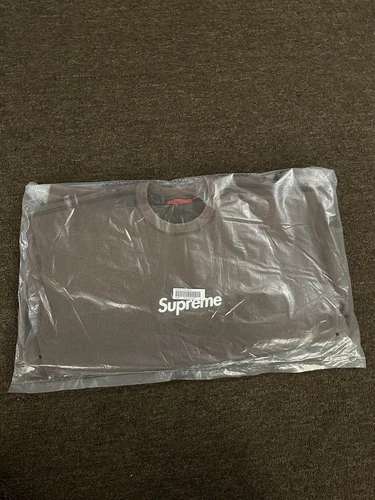 Sweat col rond lavé logo Supreme Box Marron X Large