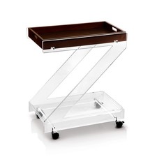 Vesta Home - ZETA Carrello a due ripiani in cristallo acrilico trasparente con v