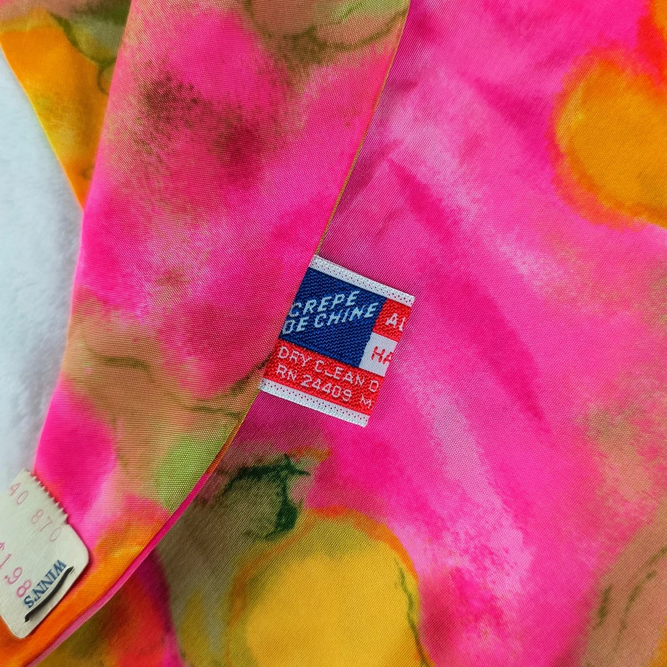 Bufanda vintage años 60 70 mod crepé de chino acetato cuello oblongo corbata Japón Foto 3 de 4