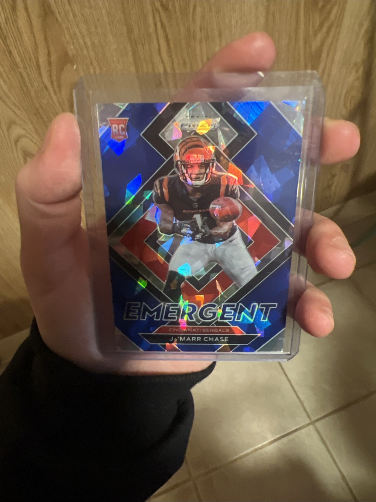 2021 Panini Prizm - Emergent Ja'Marr Chase #E-7 Blue Ice Prizm /99 (RC)