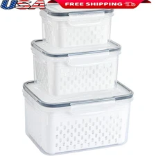 4 in 1 Food Storage Containers Airtight Multipurpose Produce Saver Colander New