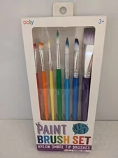 OOLY Lil' Paint Brush with Assorted Sizes - Set of 7, Nylon Ombre Tip - NEW