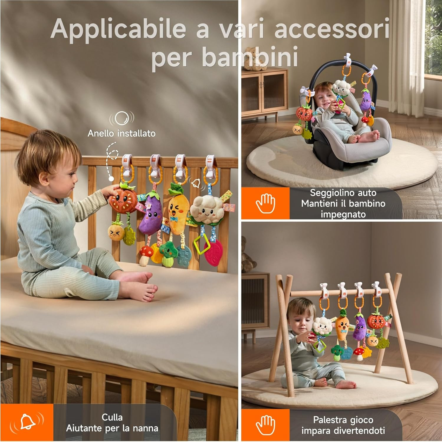 Kids Confezione Da 4 Giocattoli Sonagli Sospesi per Bambini, Giocattoli per Neon foto 5
