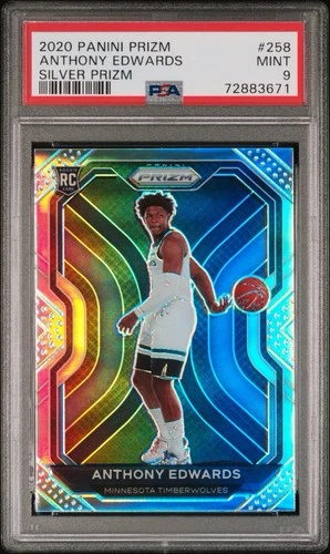 2020-21 Anthony Edwards Panini Prizm Silver Rookie #258 Psa 9
