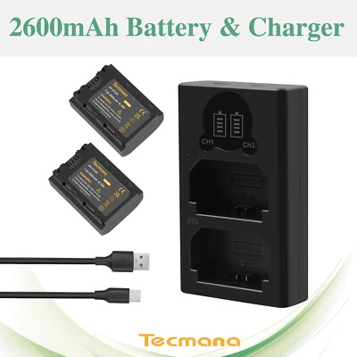 TECMANA 2X 2600mAh Akku Für Sony NP-FZ100 Alpha a1 a6600 a6700 FX3 FX30 ZV-E1+Ladegerät