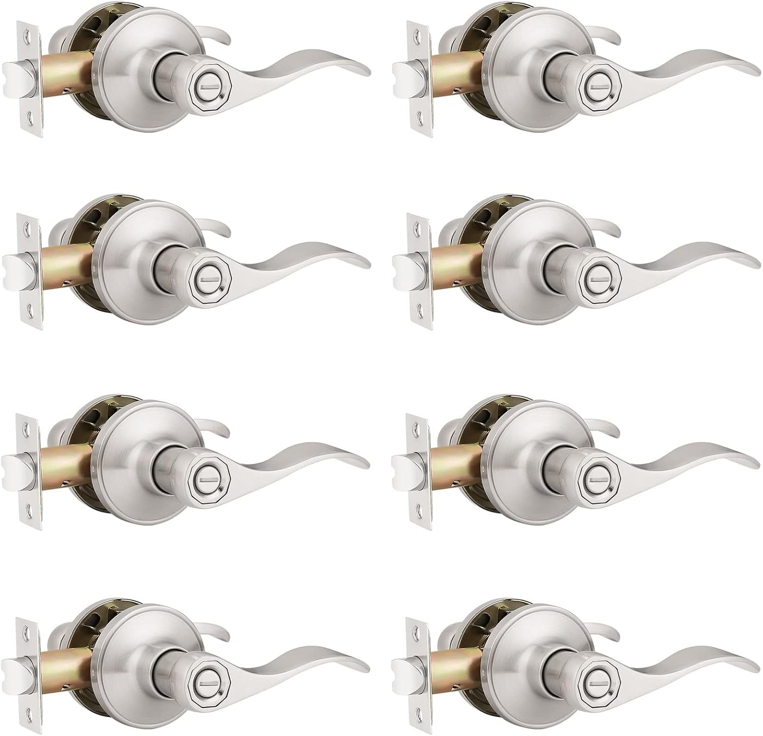 8 Pack Privacy Door Levers Keyless Door Lockset Handleset Right/Left Handed Reve