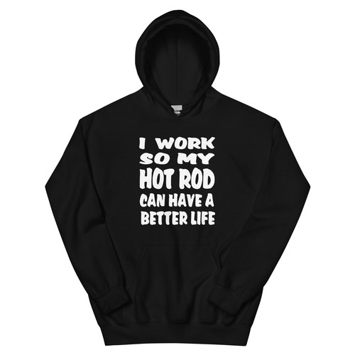 WILL WORK FOR HOT ROD HOODIE SWEATSHIRT by RACE CITY RETRO - Picture 2 of 12