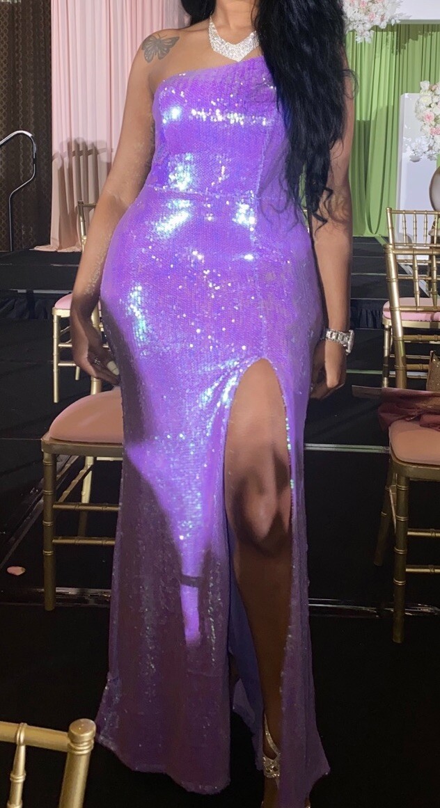 Lavender Sequin Dress With Split - image 1