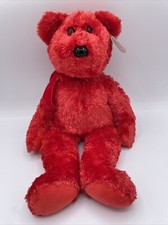 Ty Beanie Buddy 14  Sizzle The Bear with Red Ribbon New With Tag Great Valentine