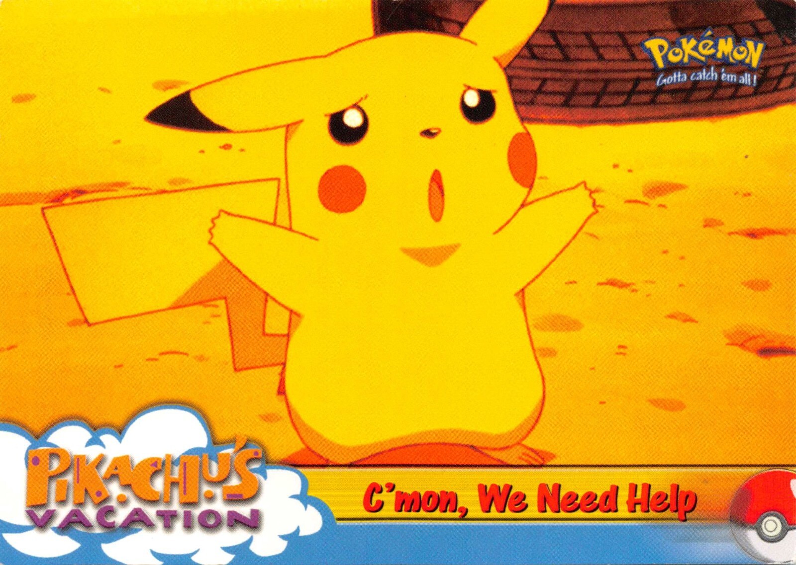 C'MON WE NEED HELP #53 - BLUE LOGO - NON-HOLO - Topps POKEMON CARD - NM/LP