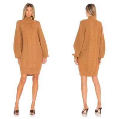 Caroline Constas Cable Knit Sweater Dress in Camel Small