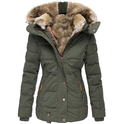 Mujeres Diseñador Invierno Cálido Parker Acolchado Abrigo Piel Gruesa Sudadera con Capucha Cremallera Chaqueta - Imagen 8 de 28