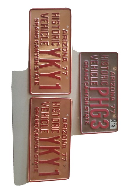 3 1977 Arizona Historical Vehicle COPPER LICENSE PLATE ...