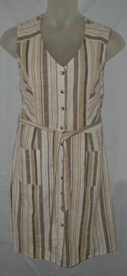 MLLE GABRIELLE Striped Plus Sz 1X Sleeveless Button Up Belted Dress NEW NWT