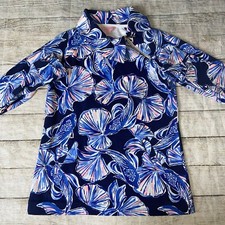 Lilly Pulitzer Sz S Side Zip Pouch Pocket Sea...