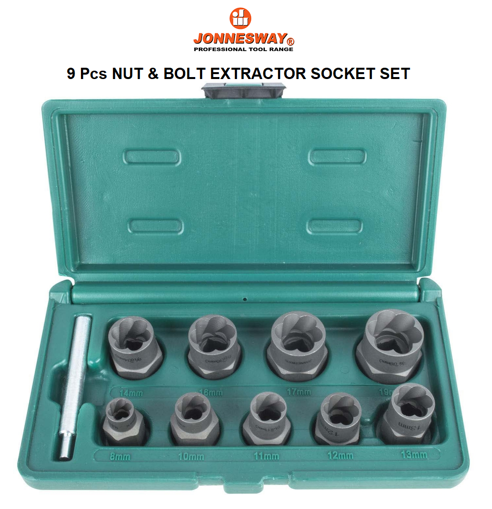 9 Pcs Twist Socket Set Damaged Lug Nut Bolt Lock Remover Screw
