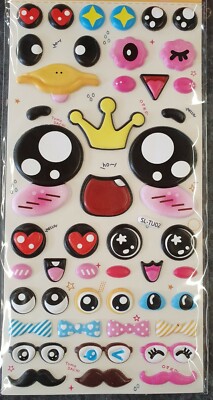 Lustige Gesichter Augen Japanisch Animiert 3D Kinder Aufkleber Handwerk Kunst UK Verkäufer Kostenloser Versand