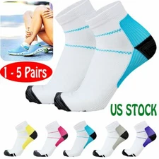1-5 Pairs Compression Socks Plantar Fasciitis Arch Ankle Run Support Men Women