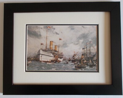 GERAHMTER VERSANDDRUCK H M S OPHIR SALING AUS PORTSMOUTH