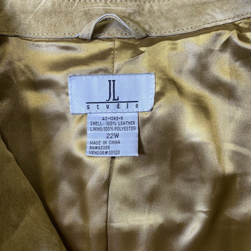 JL Studio Women’s Brown Suede Leather Jacket Sz 22w Tan Leather Metal Snap - Picture 3 of 10