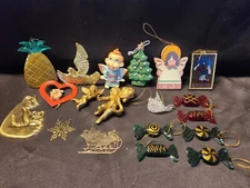 LOT OF 19- Vintage Christmas Ornaments - Various Shapes Sizes Designs Materials!