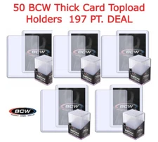 50 BCW Toploader 3x4 For Memorabilia Trading Card Thick 197pt Rigid PVC Holders