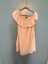 Fashion Nova Light Pink Off The Shoulder Tencel Dress With Pockets - Large 