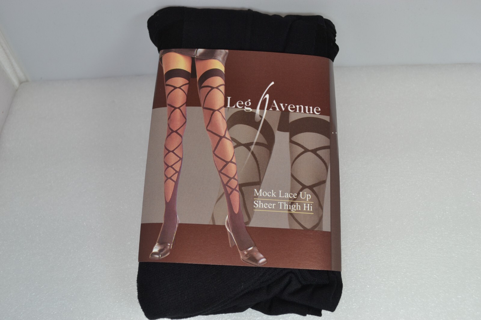 REDUCED Mock Lace Up Black Sheer Stockings Leg Avenue