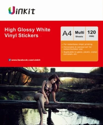 A4 High Gloss White Vinyl Film Waterproof Sticker For Inkjet Print Only Uinkit