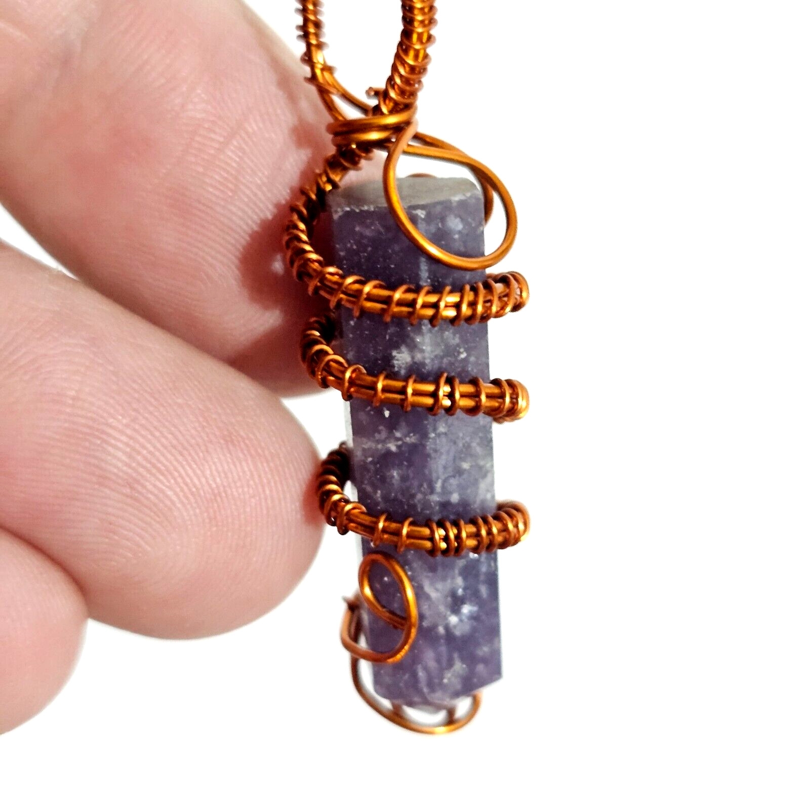 Lepidolite Pendant Copper Scroll Gemstone Transitional Mica Necklace Jewellery
