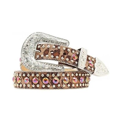 BLAZIN ROZZ Women Rhinestone Glittered Leopard Print BELT 