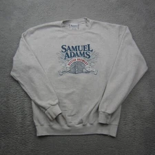 Boston Samuel Adams Brewery Sweater Mens Large Gray Pullover Sweatshirt *FLAW