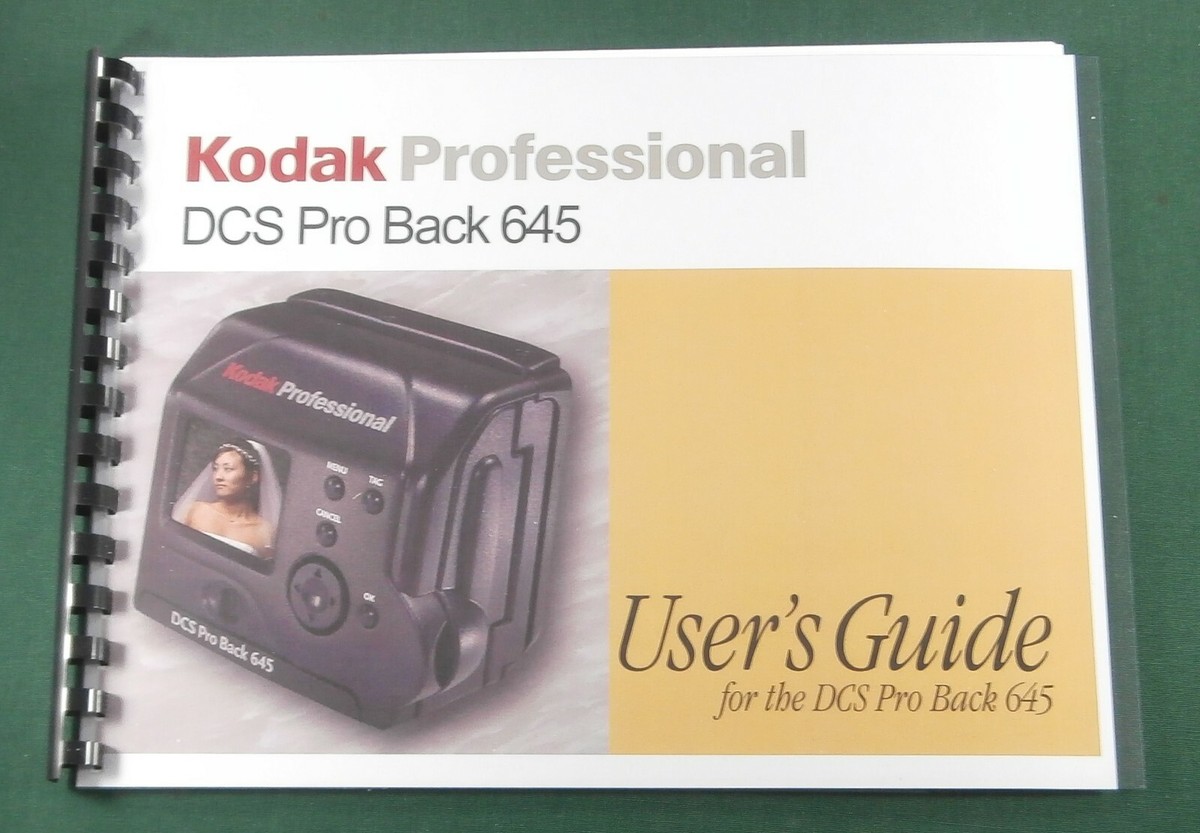Kodak DCS Pro Back 645 Instruction Manual: Full Color with 