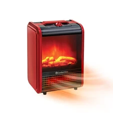 Comfort Zone Electric Desktop Fireplace Space Heater with 3D Flame, Red