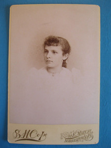 Antique Cabinet Card Photo of Victorian Woman by S. H. Cope from Norristown, PA.
