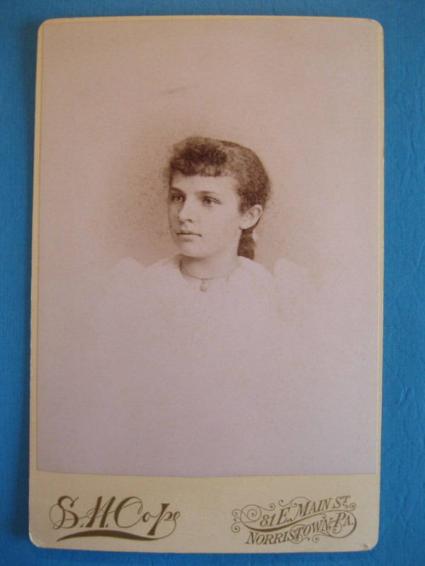 Antique Cabinet Card Photo of Victorian Woman by S. H. Cope from Norristown, PA.