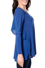 Attitudes by Renee Knit Top w/ Georgette Flutter Back Midnight Blue