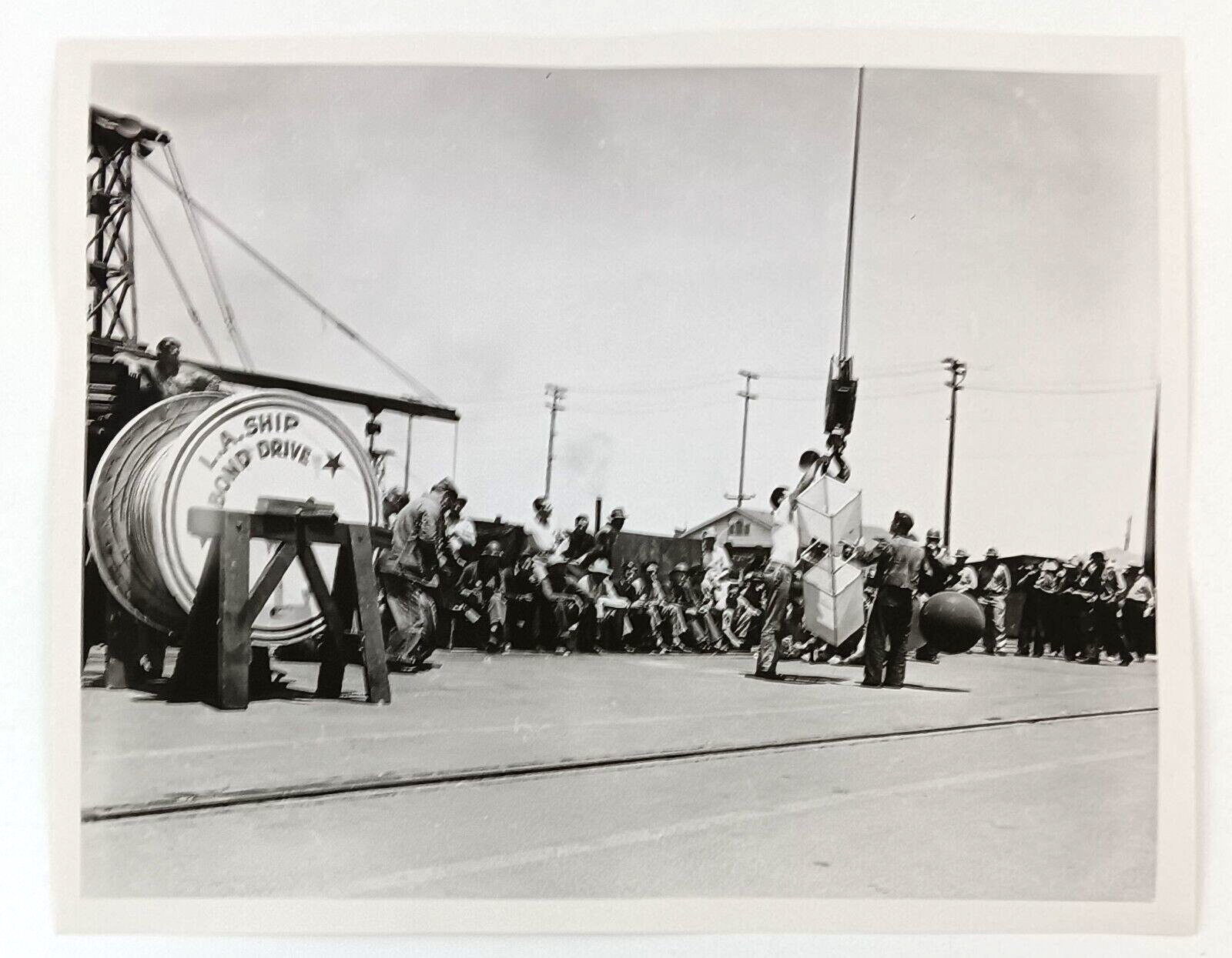 1940s LA Shipyard WWII Era War Bond Drive Set Up Workers LAS CA Vintage ...