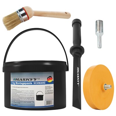 3kg Reifen Montagepaste Schwarz Satz Pinsel Schaber & Folienradierer mit Adapter