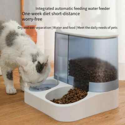 Large Capacity Automatic Cat Food Dispenser Drinking Water Bowl Pet Supplies US