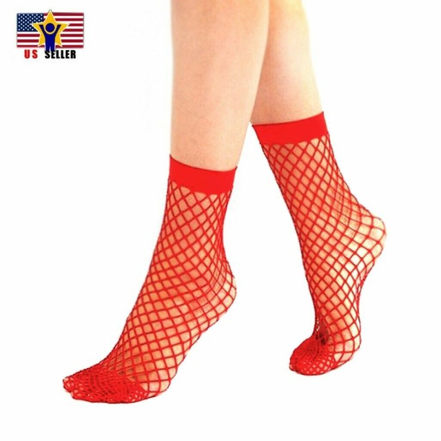orange fishnet socks