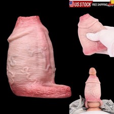 Huge Penis Sleeve Silicone Male Enhancer Textured Girth Extender Reusable Sheath