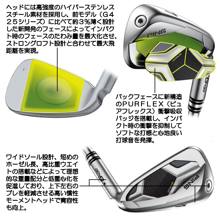 PING G430 Iron Set 6-9+Pw+W45 N.S.Pro 950GH neo Flex-S 6pcs