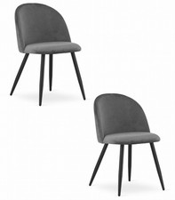 Fauteuil BELLO - velours gris foncé / pieds noirs x 2