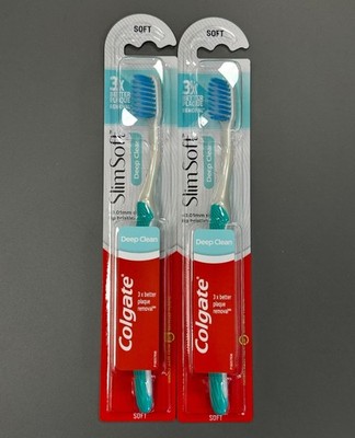 2 x Colgate Slim Soft Deep Clean Zahnbürste bessere Plaqueentfernung NEU