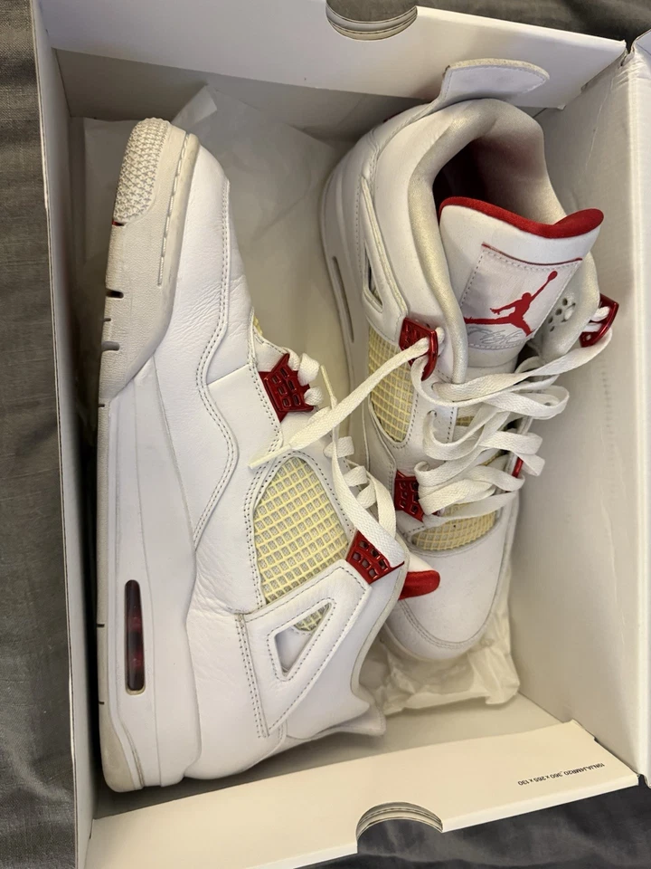 100% Authentic Metallic Red Jordan 4s Size 12.5 Men’s Pre Owned With Box - Image 3 of 4