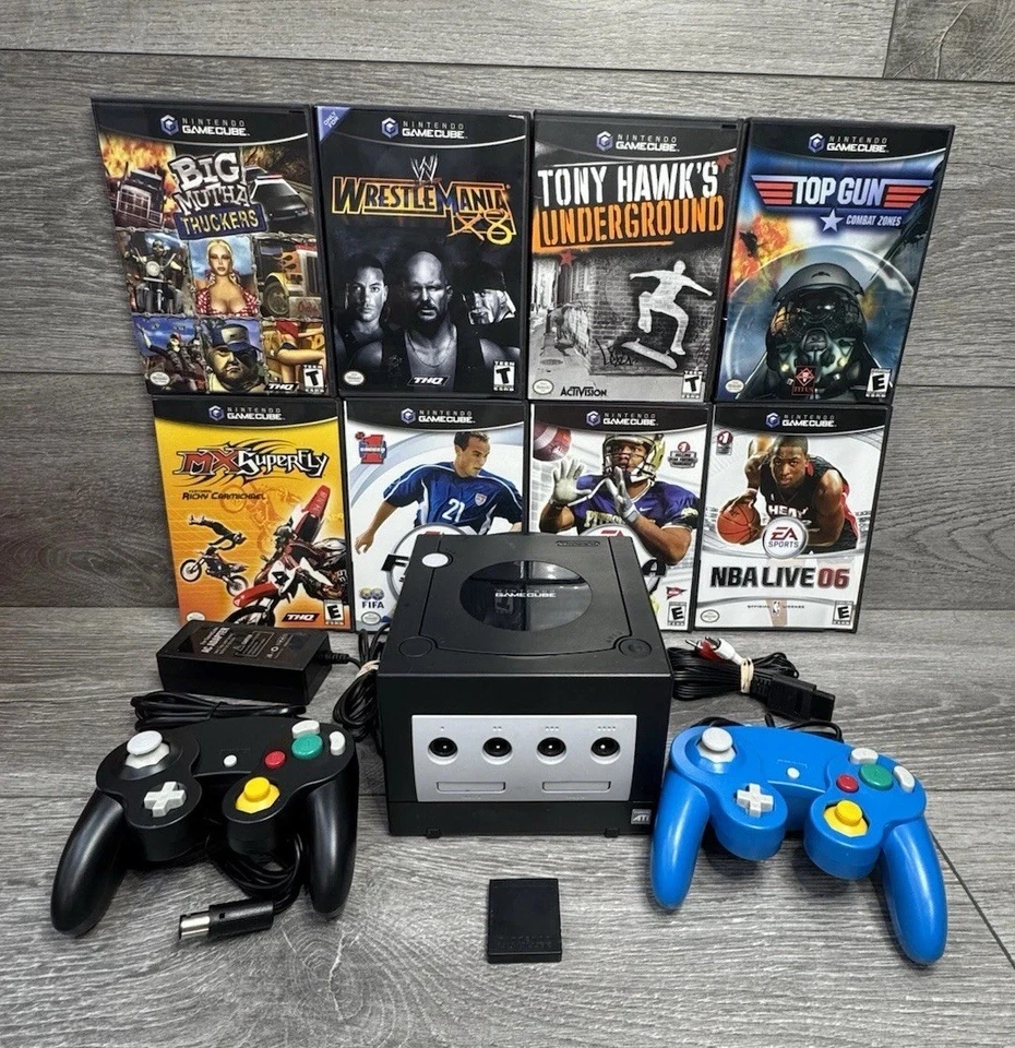 Black Nintendo DOL-101 GameCube Console Bundle Lot Wrestling Tony Hawk Top Gun - Image 2 of 4