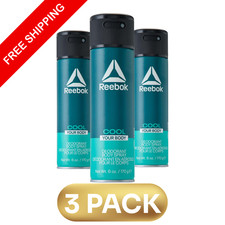 Reebok Cool Your Body Deodorant Body Spray 3 Pack 6oz Men Fresh Scent